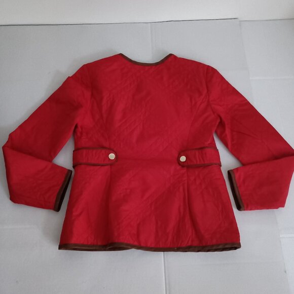 Charter Club Red Quilted Barn Jacket with Brown Trim Women’s Small VGUC/EUC - Picture 5 of 15